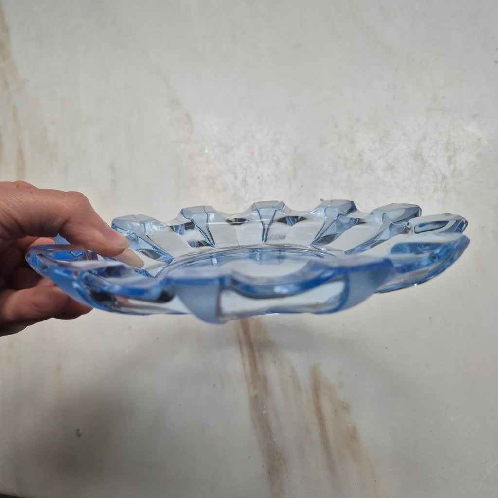 Vintage Teller blau transparent Glasschale