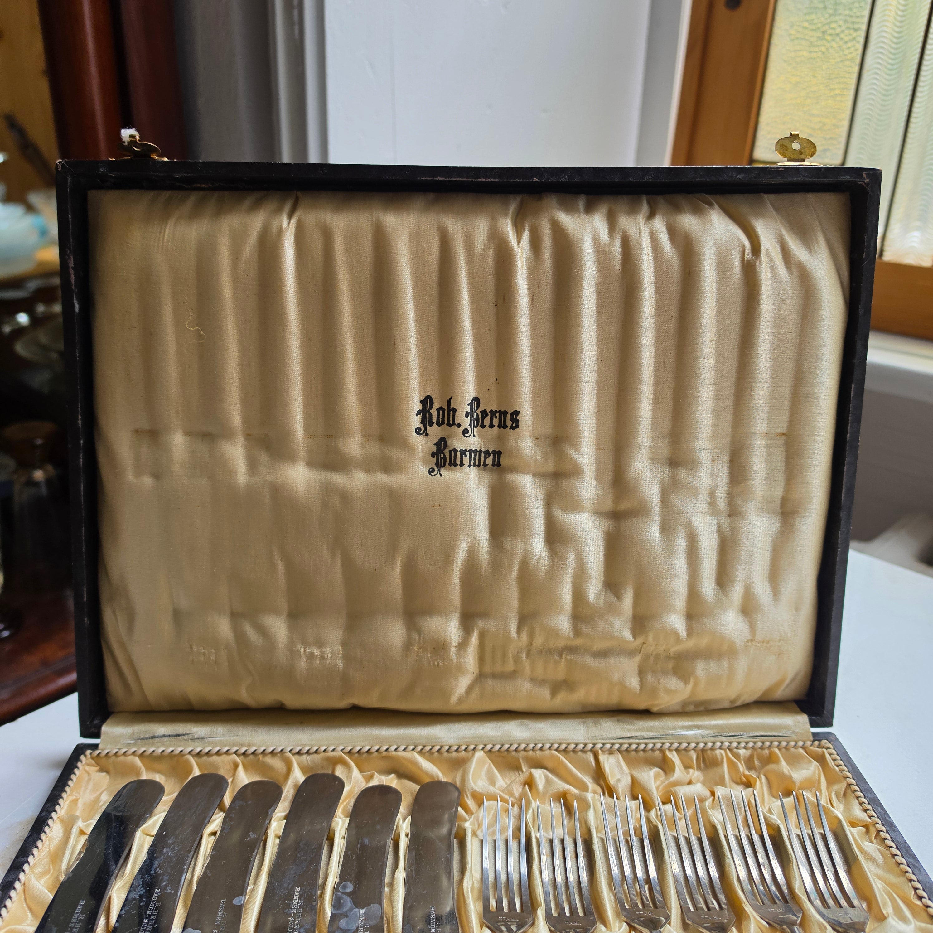 Antikes Dessert-Besteckset (12-teilig) von Rob. Berns Barmen – um 1900