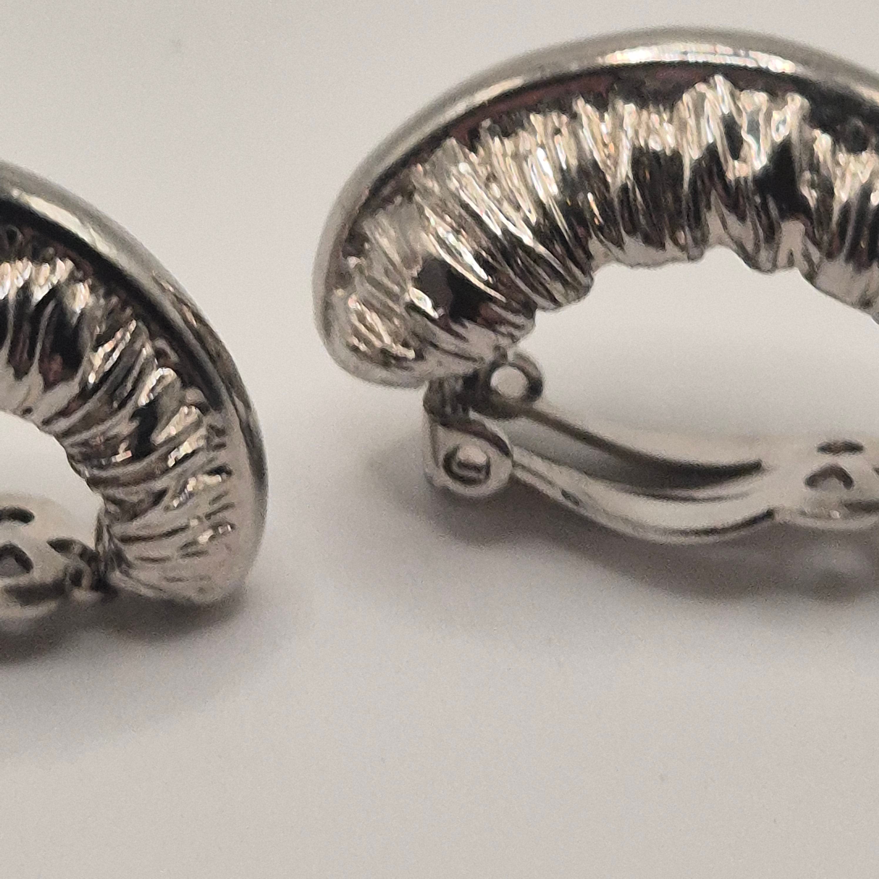 Vintage 50er Jahre Massive Runway Ohrringe / Made in West Germany Statement Clips Creolen Silber