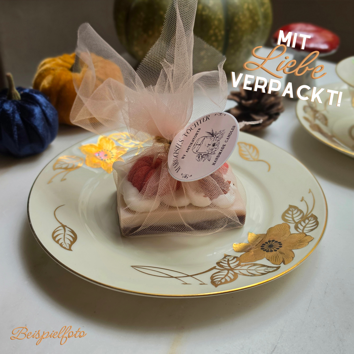 Herbstliche Dessert-Sojawachskerze Unikat – Handgegossen von Margosh´s Töchter