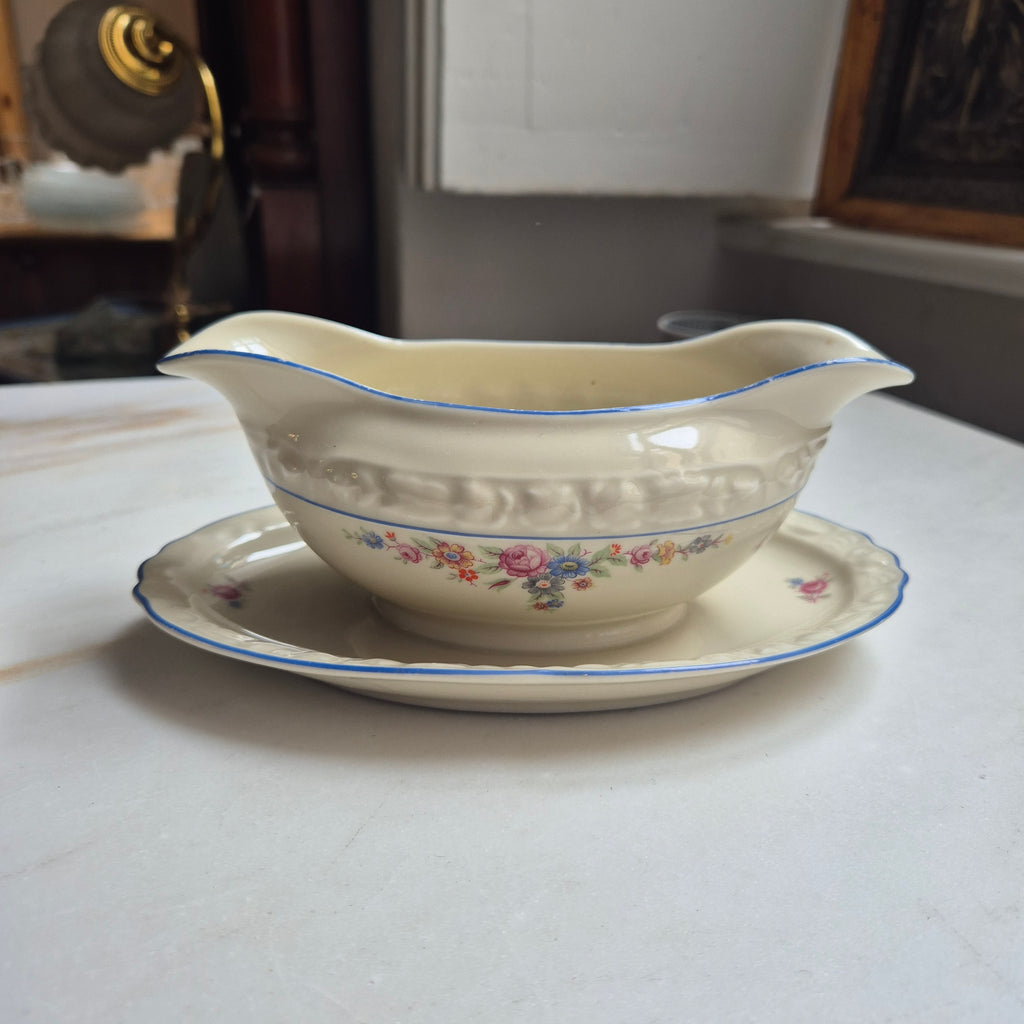 Vintage Sauciere Schüssel Blumenmalerei Porzellan Bavaria elfenbeinfarbend