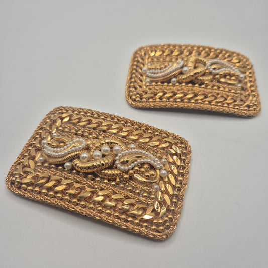 Vintage Gürtelschnalle Trachtenschnalle Taillengürtel aus den 80ern-Handmade gold