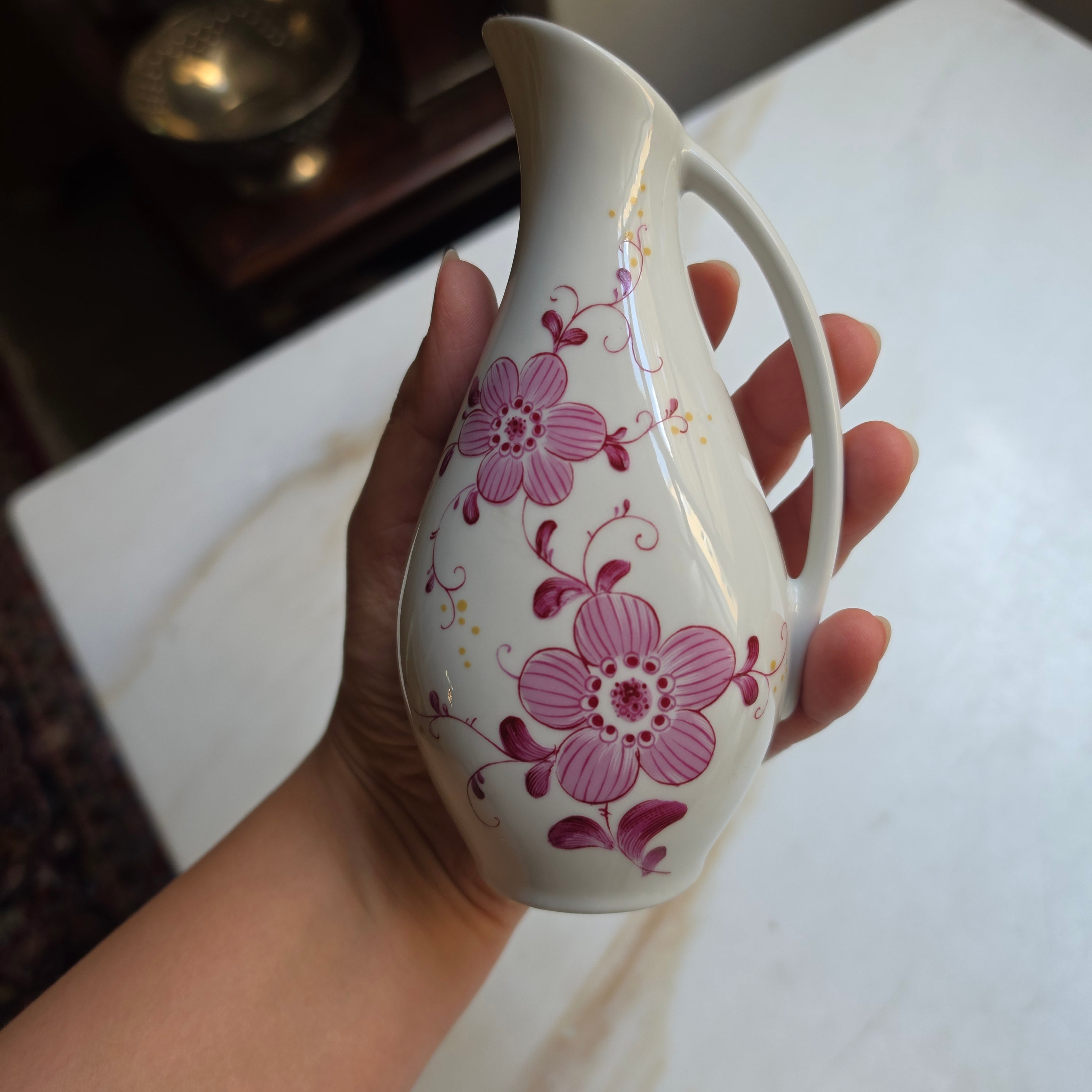 Vintage Porzellan Kännchen – Unterweißbach Thüringen - Blumendekor & Goldrand