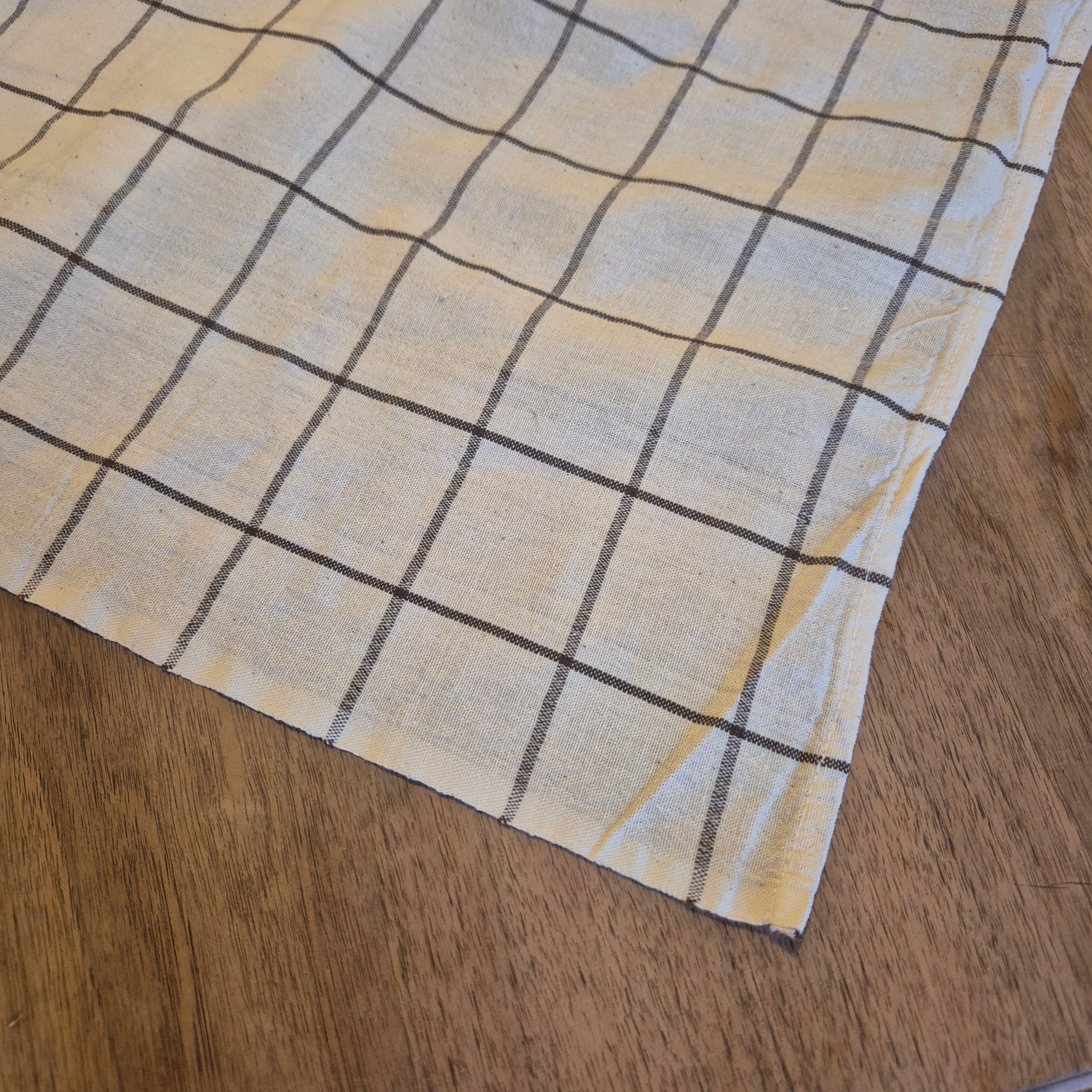 Vintage Tischdecke Kariert Baumewolle/Jute 135x130cm