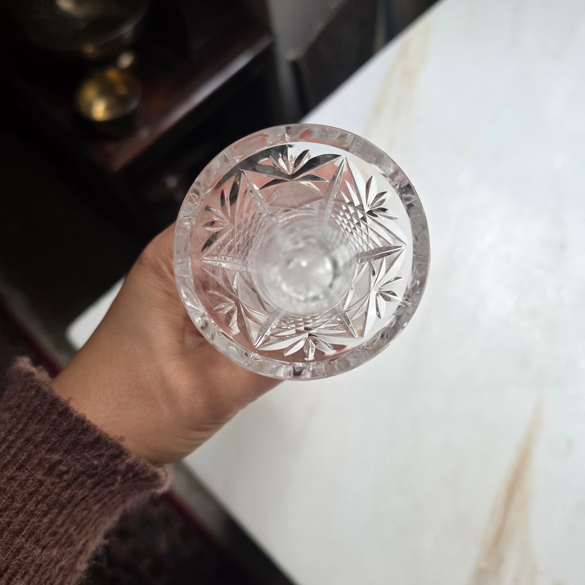 Elegante Kristallglas-Tischvase mit Brillantschliff – Vintage Deko