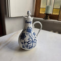 Altes Essig Kännchen mit Deckel Indisch Blau Strohblume Vintage Essigspender Ölspender