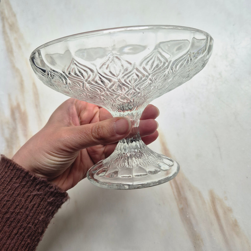 Vintage Glas Schale auf Fuß - Etagere Servierschale