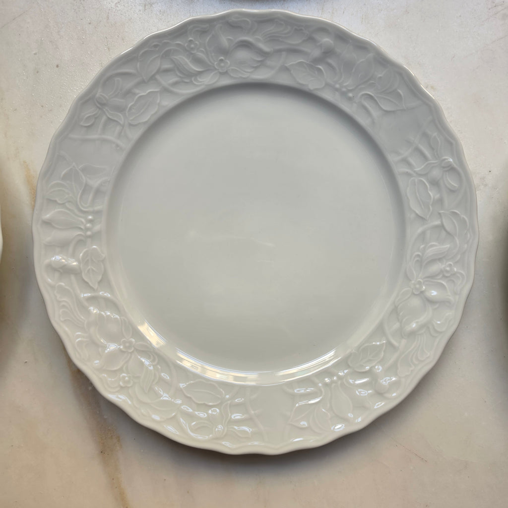 Vintage Mitterteich Bavaria Teller 6er Set - Weißes Porzellan mit Floralem Relief