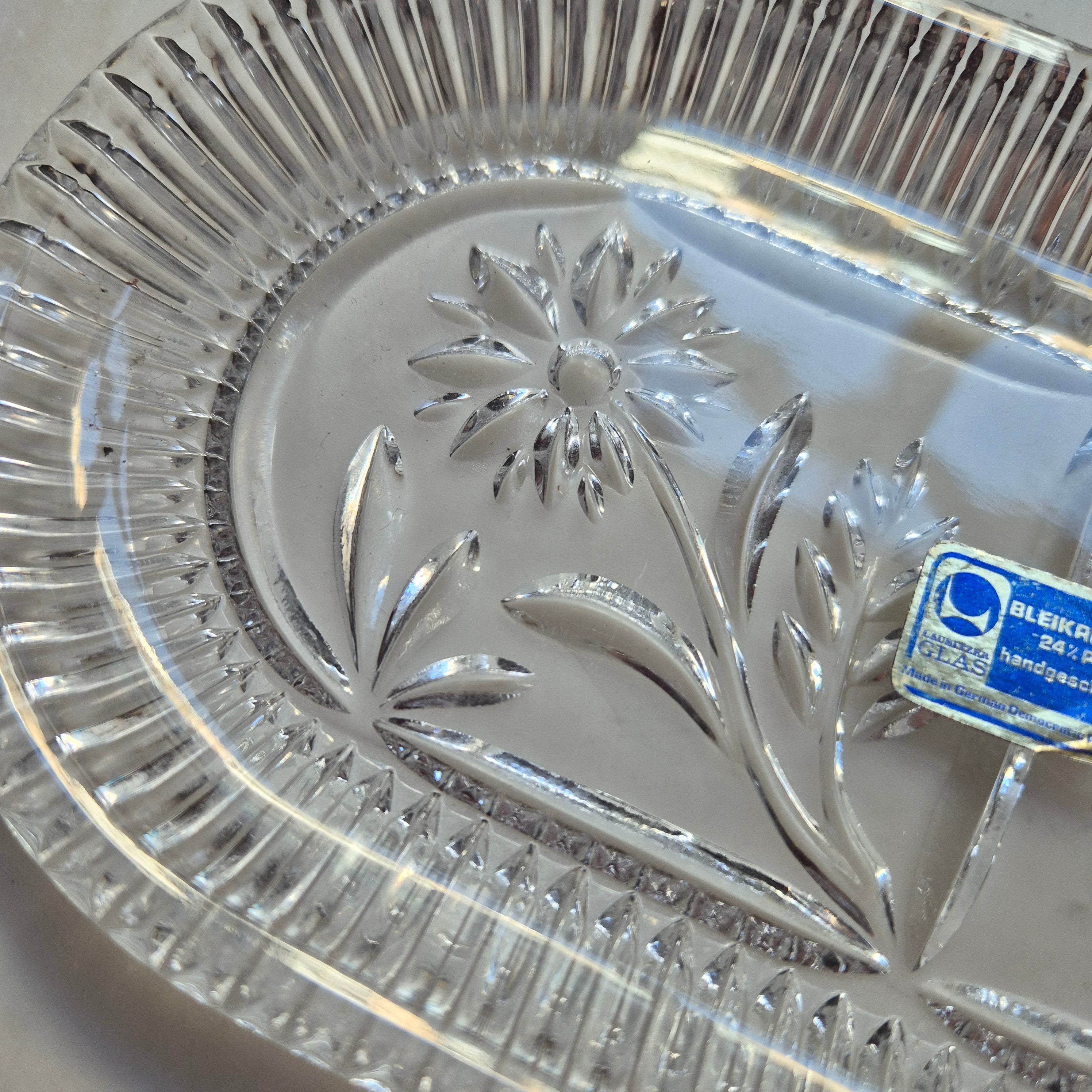 Kleine Vintage DDR Bleikristall Servierplatte Tellerchen Oval