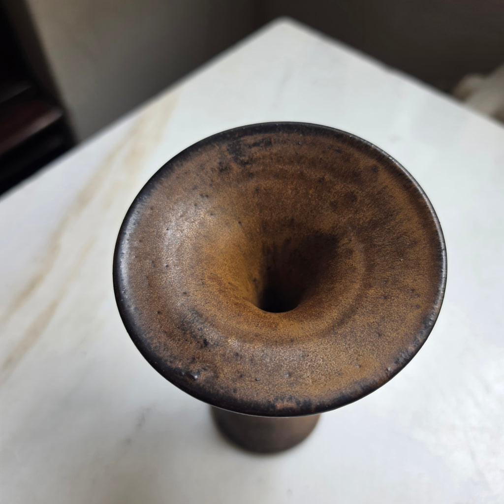 Vintage Keramik-Vase im Wabi-Sabi Stil – Erdige Braun- & Bronzetöne