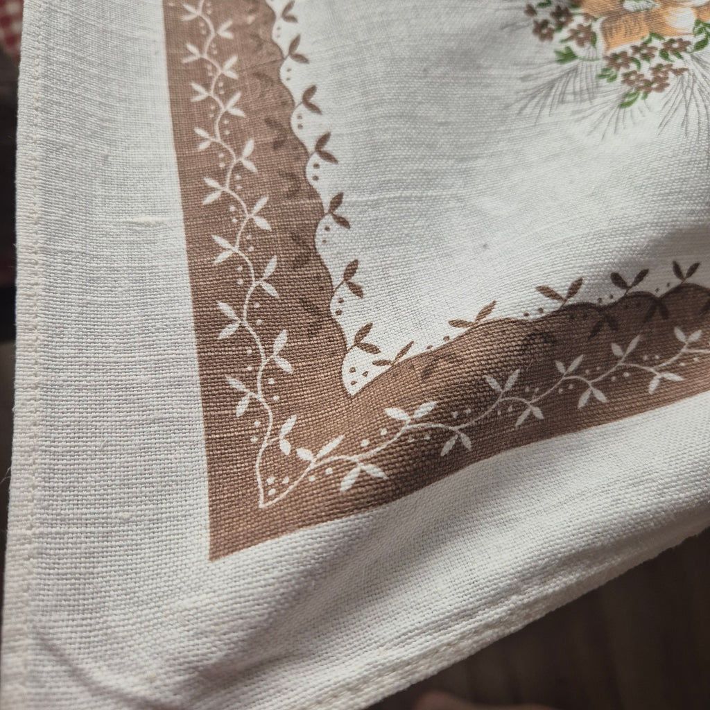 Vintage Leinen Tischdecke gemustert 125x160cm