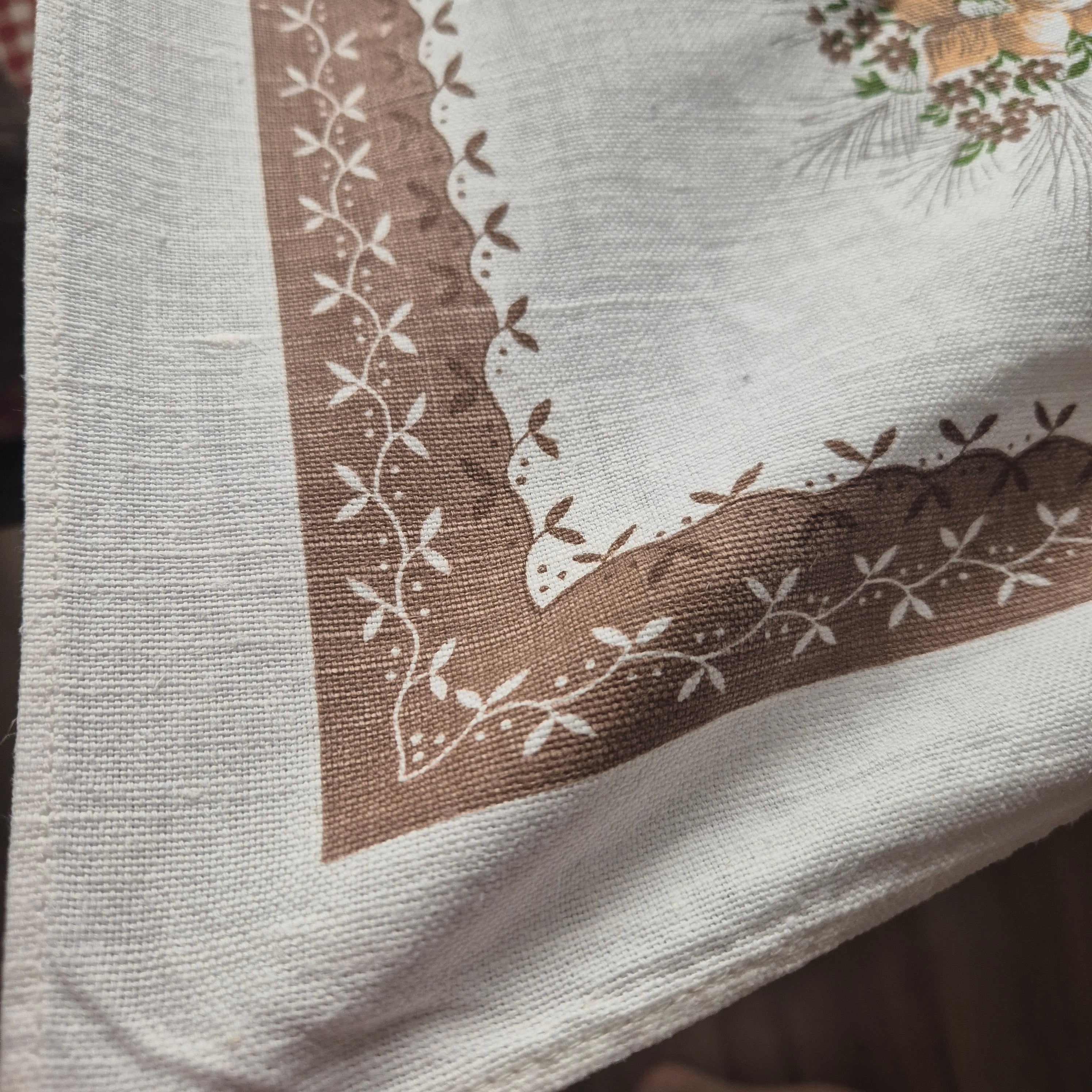 Vintage Leinen Tischdecke gemustert 125x160cm