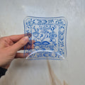 Wunderschöne Zwiebelmuster Retro Schale Ringschale Schmuckschale Vintage blau Glas