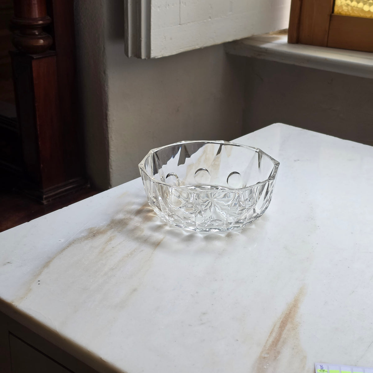 Vintage Reims France Glasschale - Dessertschale – Facettiertes Kristallglas-Design
