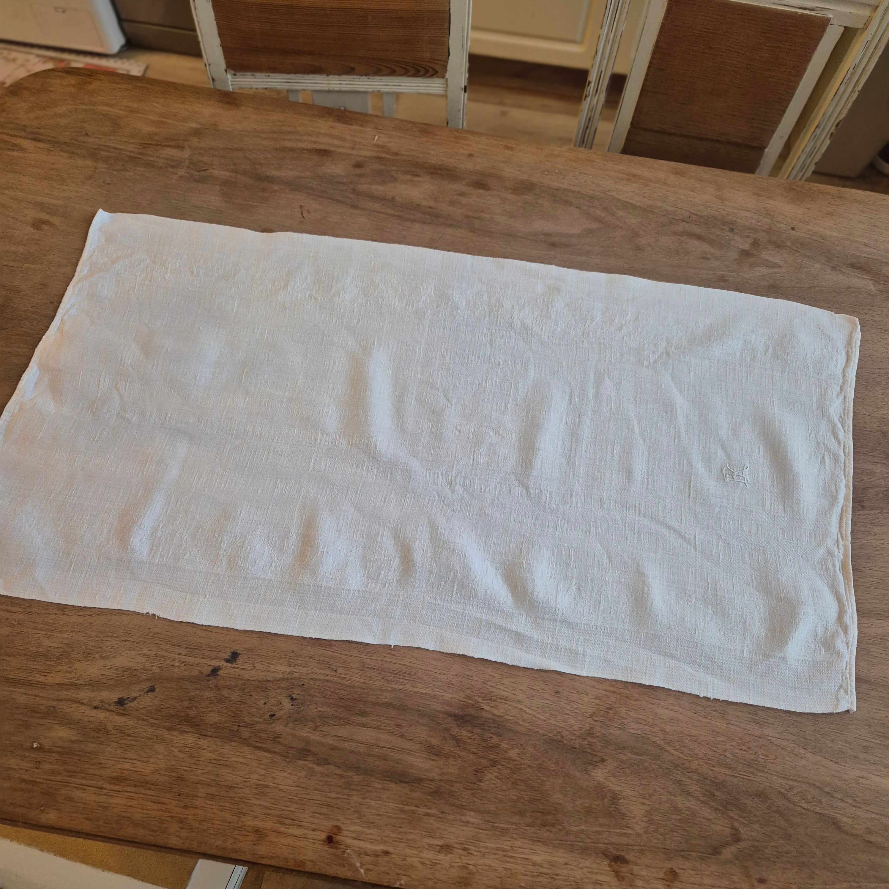 Antikes Leinen Geschirr-& Küchentuch Monogramm E.K. 46x88cm weiß