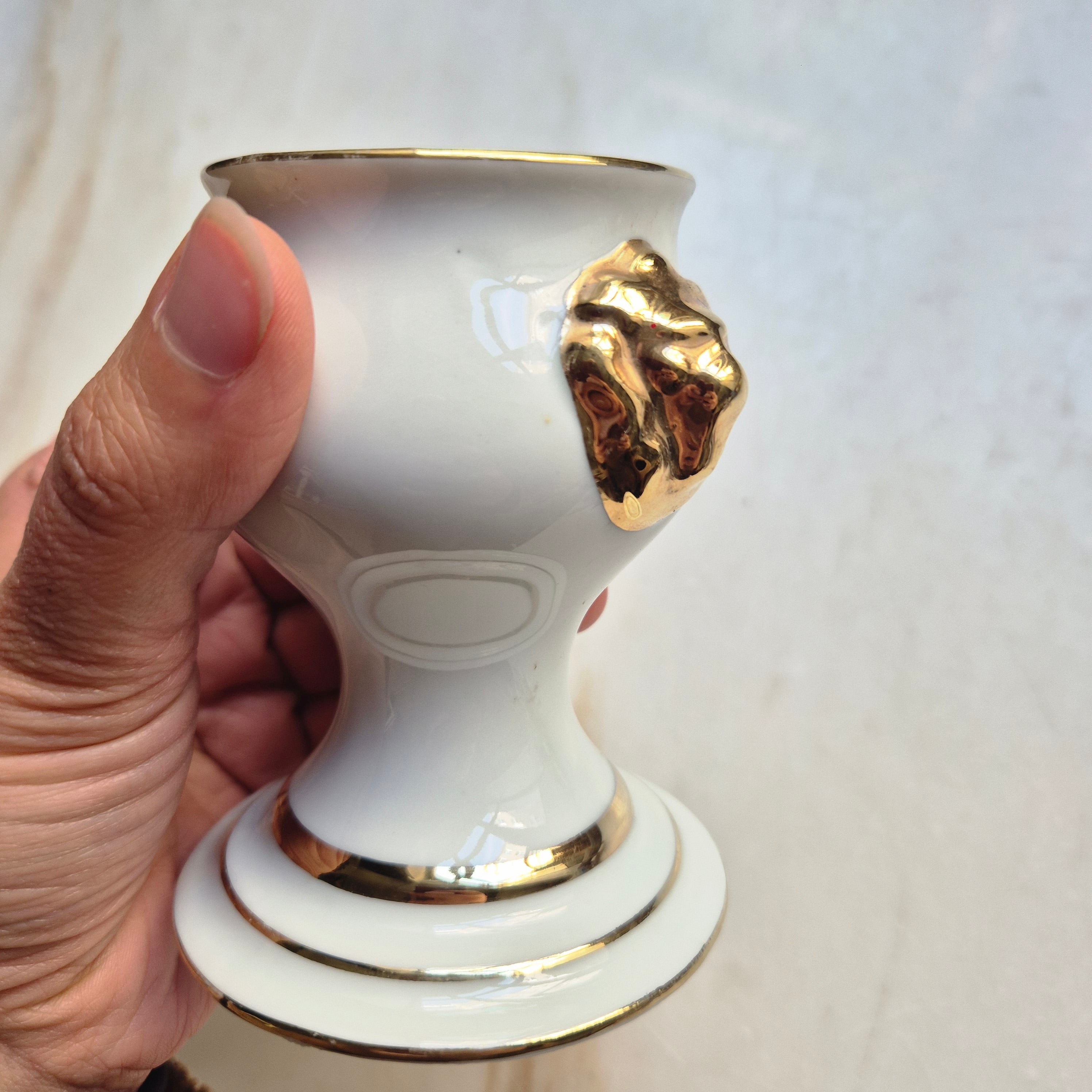 Royal Porzellan Bavaria KPM Kerzenhalter - mit Goldaktzenten & Löwenkopfmotiv
