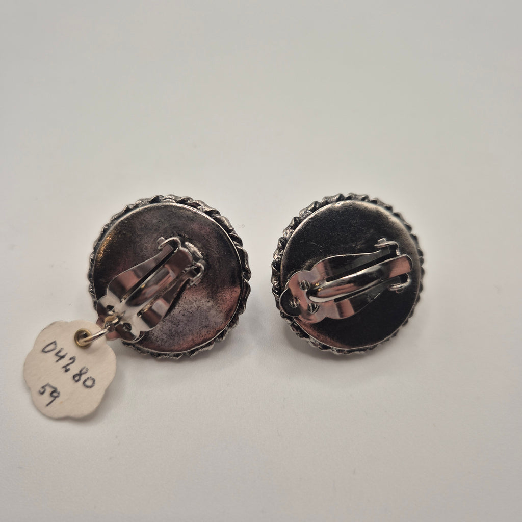 Vintage 50er Jahre Massive Runway Ohrringe / Made in West Germany Statement Clips Silber