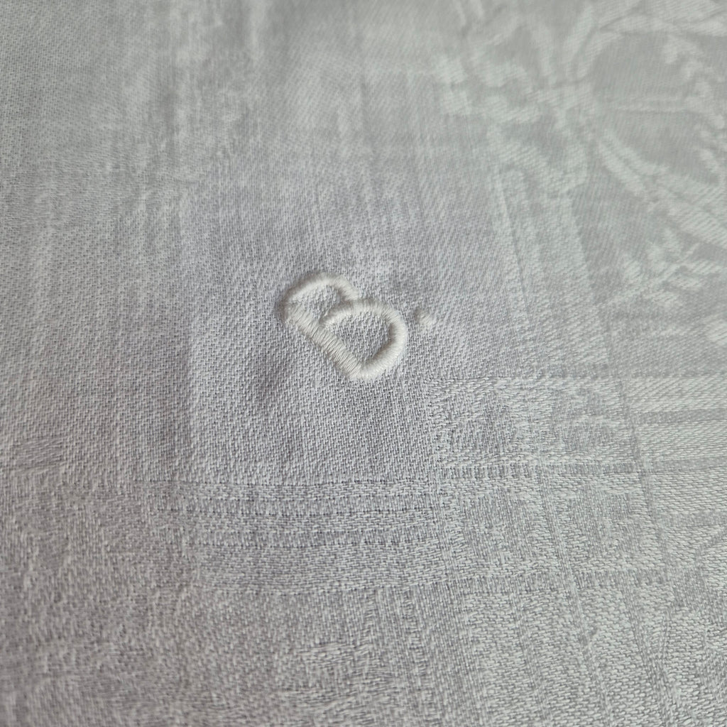 Antike Jugendstil Serviette/Mitteldecke Damast Baumwolle 65x65cm (Stockflecken) Monogramm B.