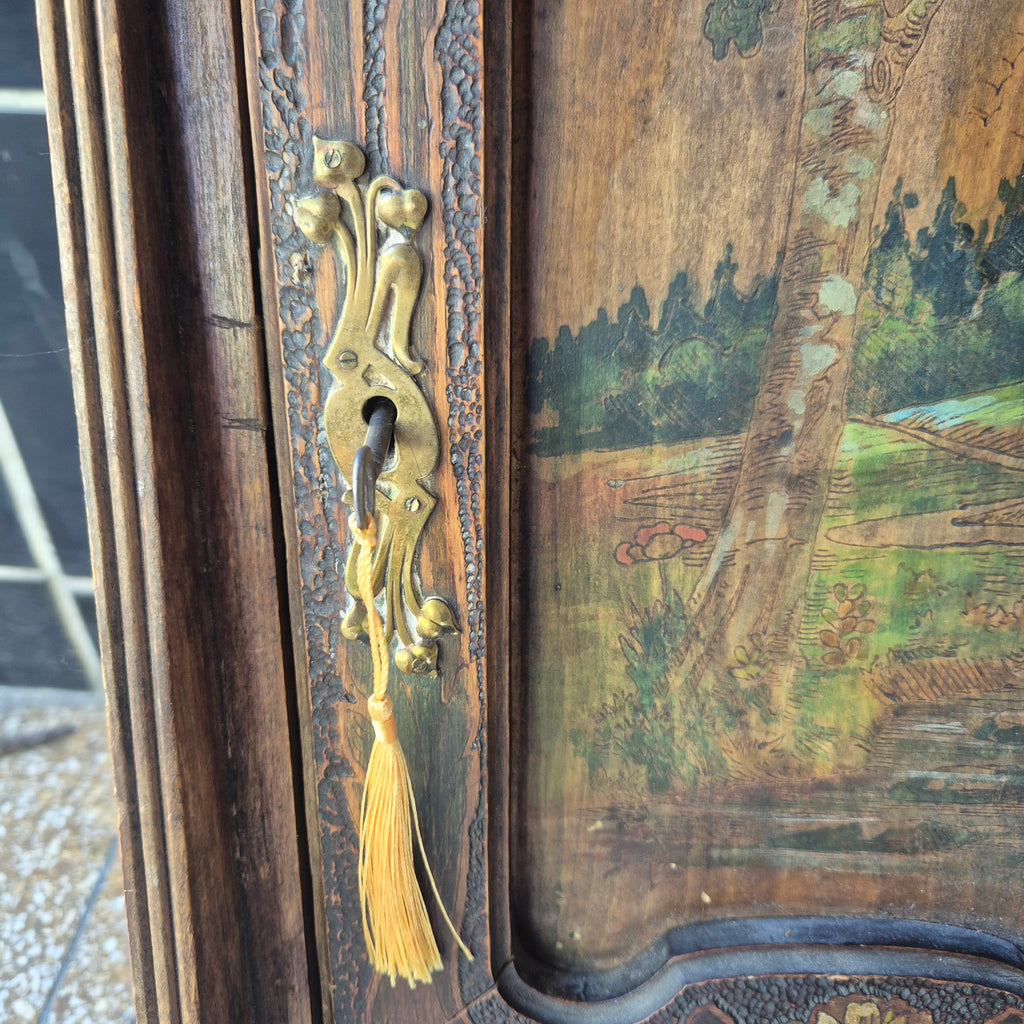 Antikes Jugendstil Hängeschränkchen - Apothekerschrank -  Nadelholz Handbemalt um 1880