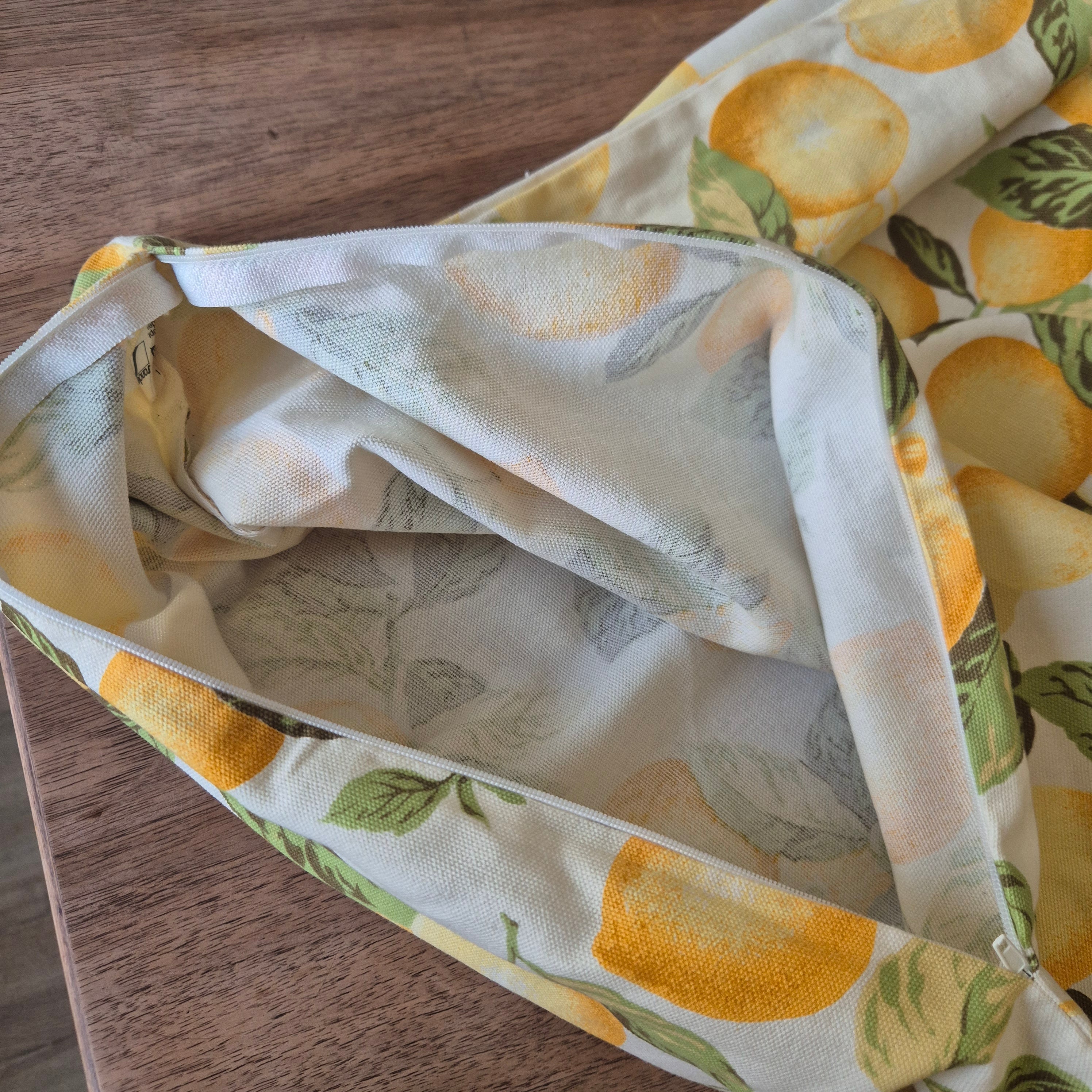 Vintage Kissenhülle Zitronen Motiv 50x50cm