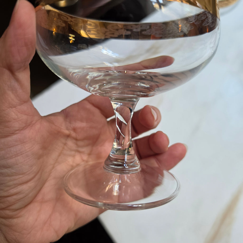 4er-Set Vintage Sektschalen – Edler Golddekor & Filigranes Muster – Perfekt für Champagner & Cocktails