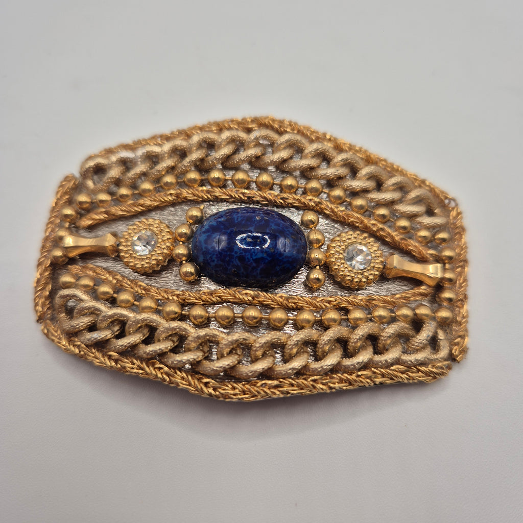 Vintage Gürtelschnalle Trachtenschnalle Taillengürtel 80er Handmade goldfarbend blau lila grün