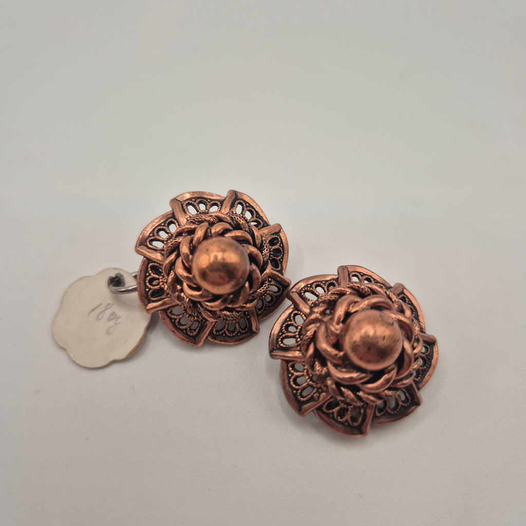 Vintage 50er Jahre Massive Runway Ohrringe / Made in West Germany Statement Clips Kupfer Silber