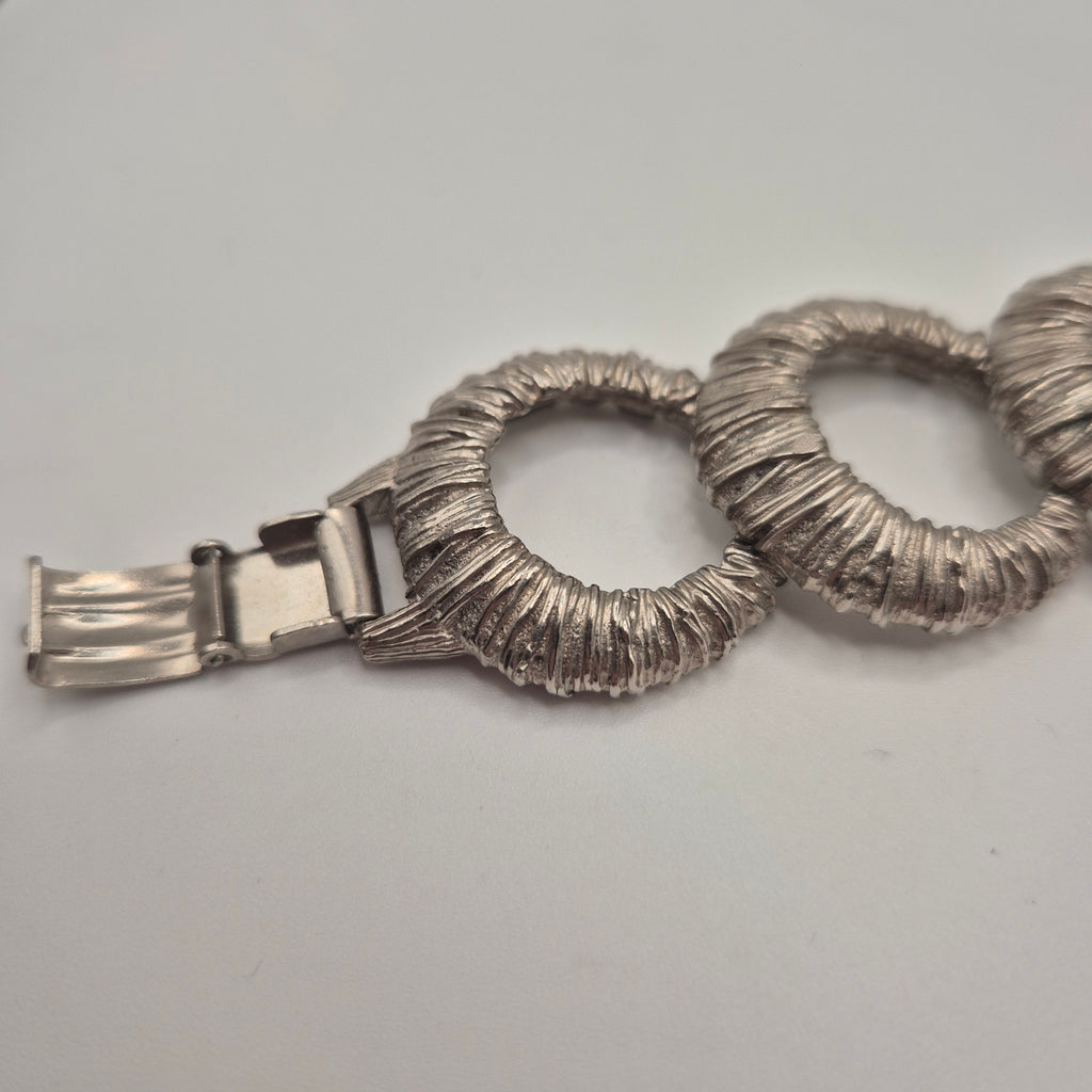 Silbernes Vintage Armband massiv Metall Statement 80er Jahre