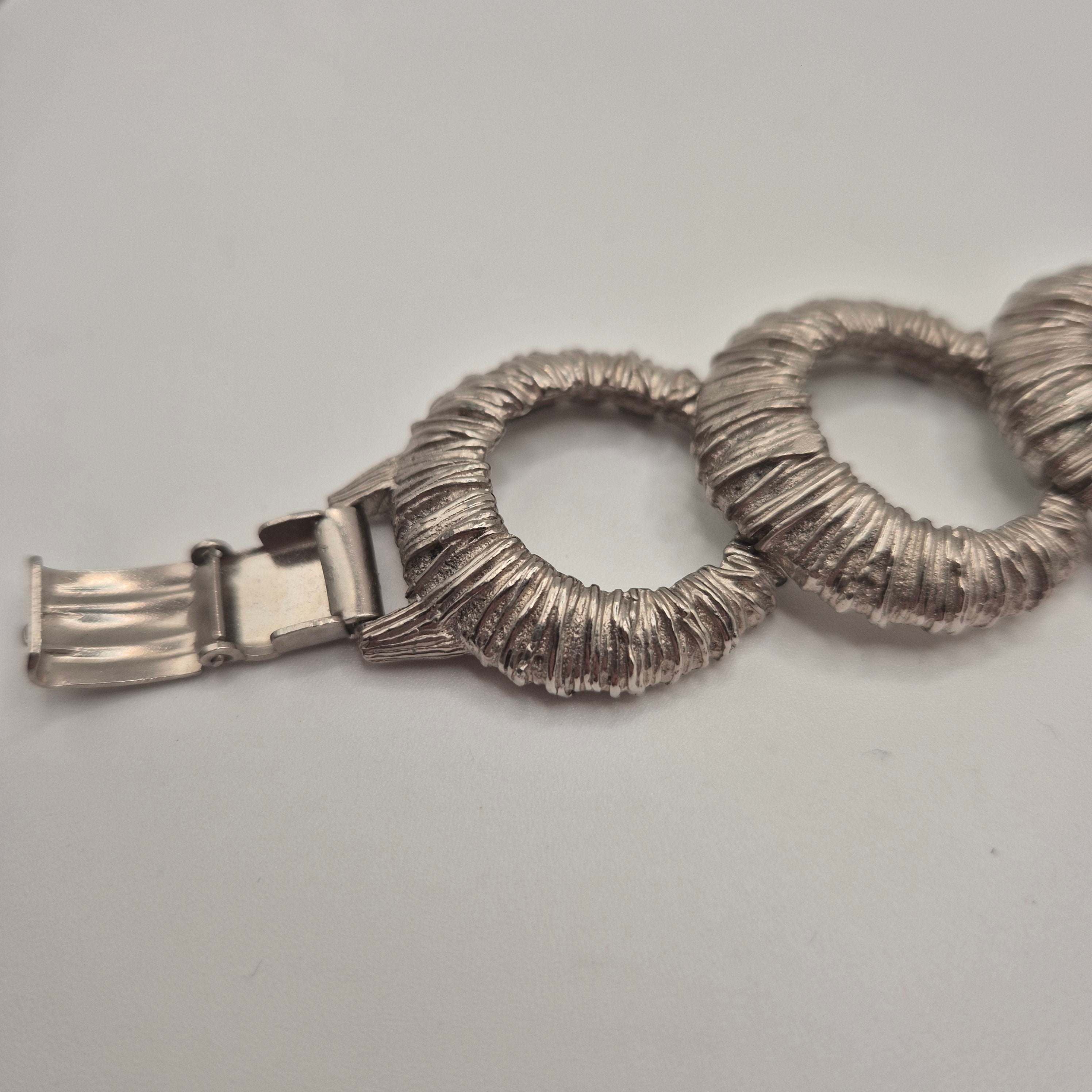 Silbernes Vintage Armband massiv Metall Statement 80er Jahre