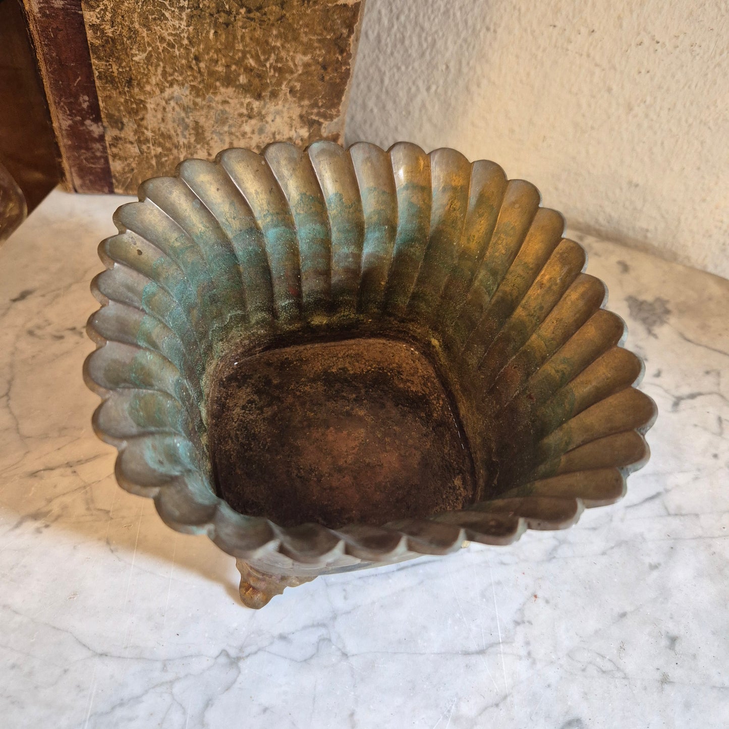 Alter Vintage Messing Übertopf Topf mit Patina