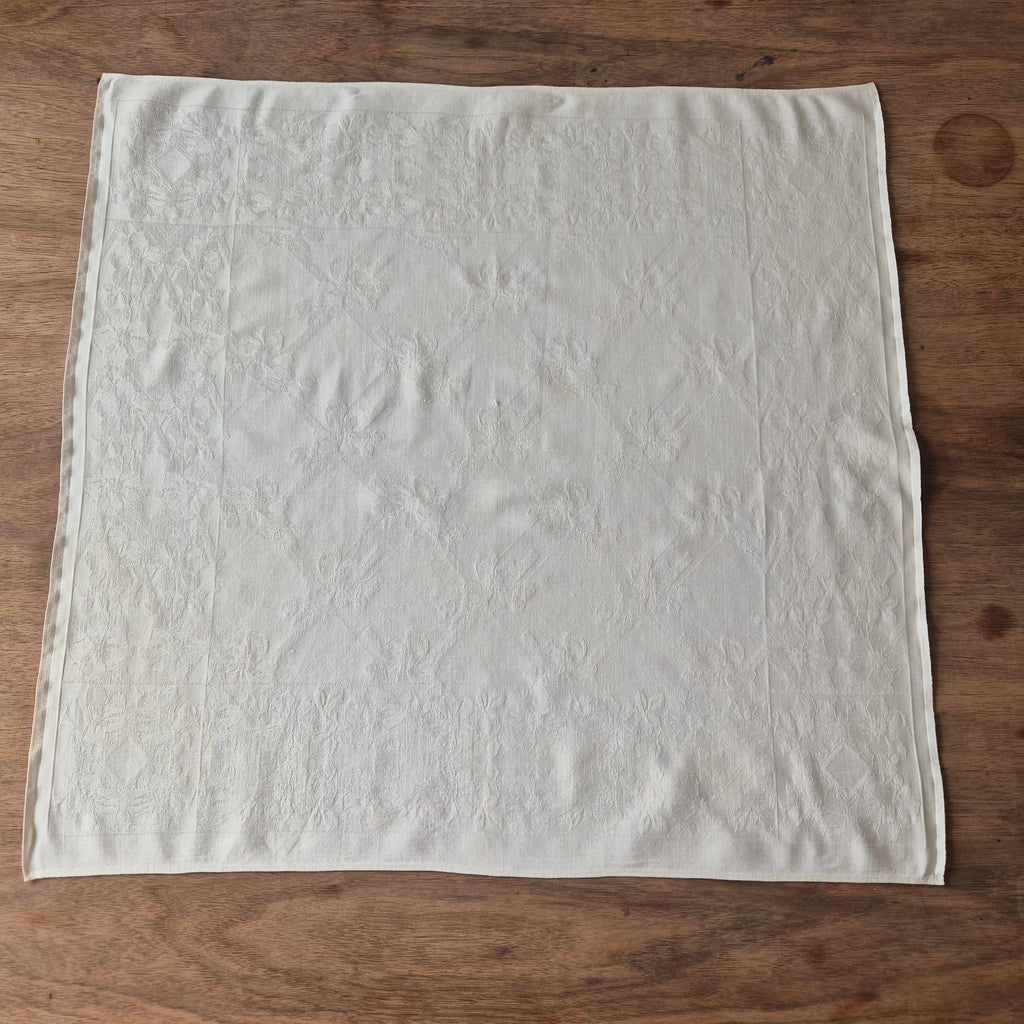 Antike Jugendstil Serviette/Mitteldecke Damast Baumwolle 58x60cm