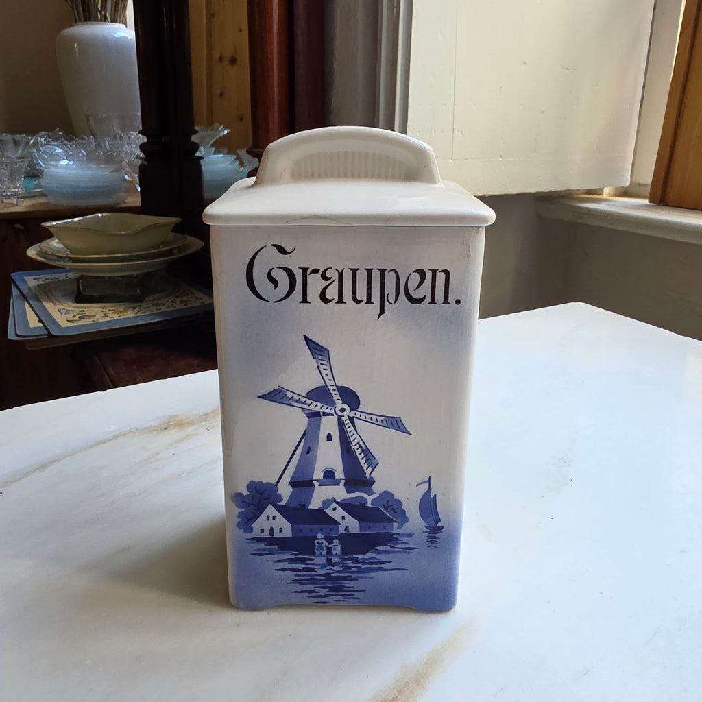 Antike Vorratsdose Jugendstil Keramik "Zucker" oder "Graupen" um 1930