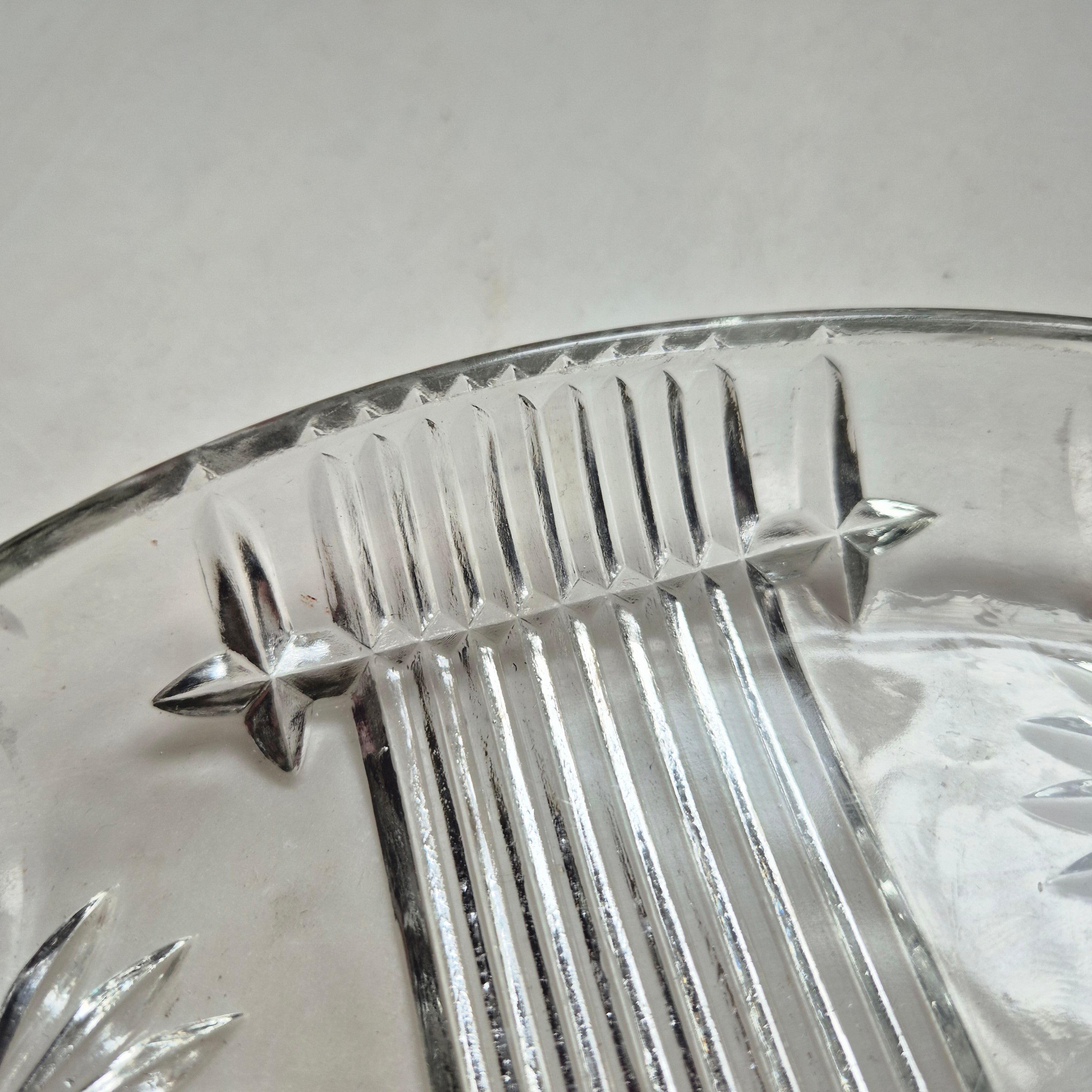 Vintage Glas Servierteller Vintage 60er Jahre Glas Bleikristall rund