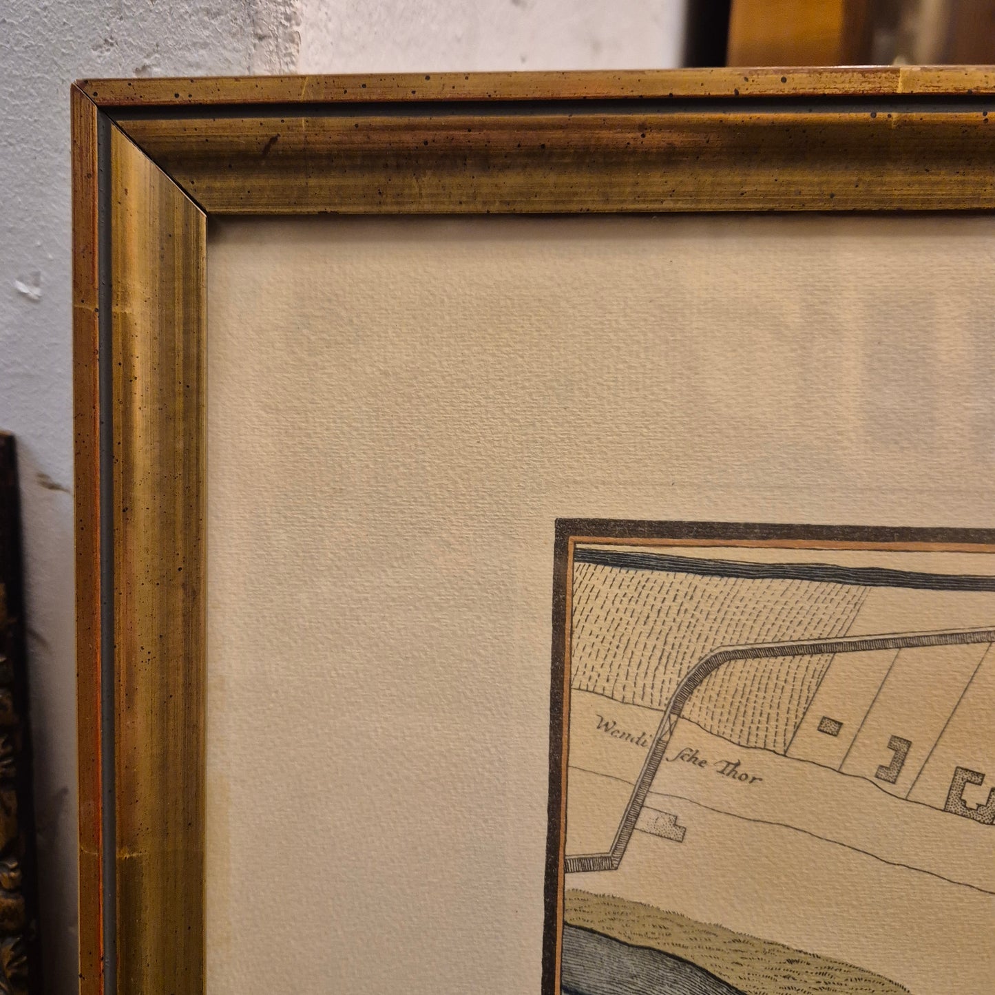 Gerahmter Kunstdruck des historischen Berlin-Stadtplans nach Matthäus Seutter