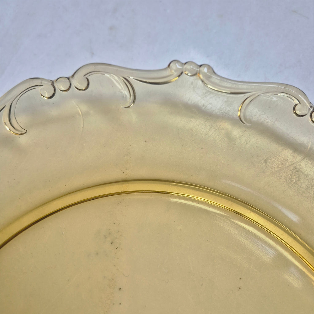 Gelber Glasteller Antik French für Obst Servierteller Platte Landhaus Vintage Shabby