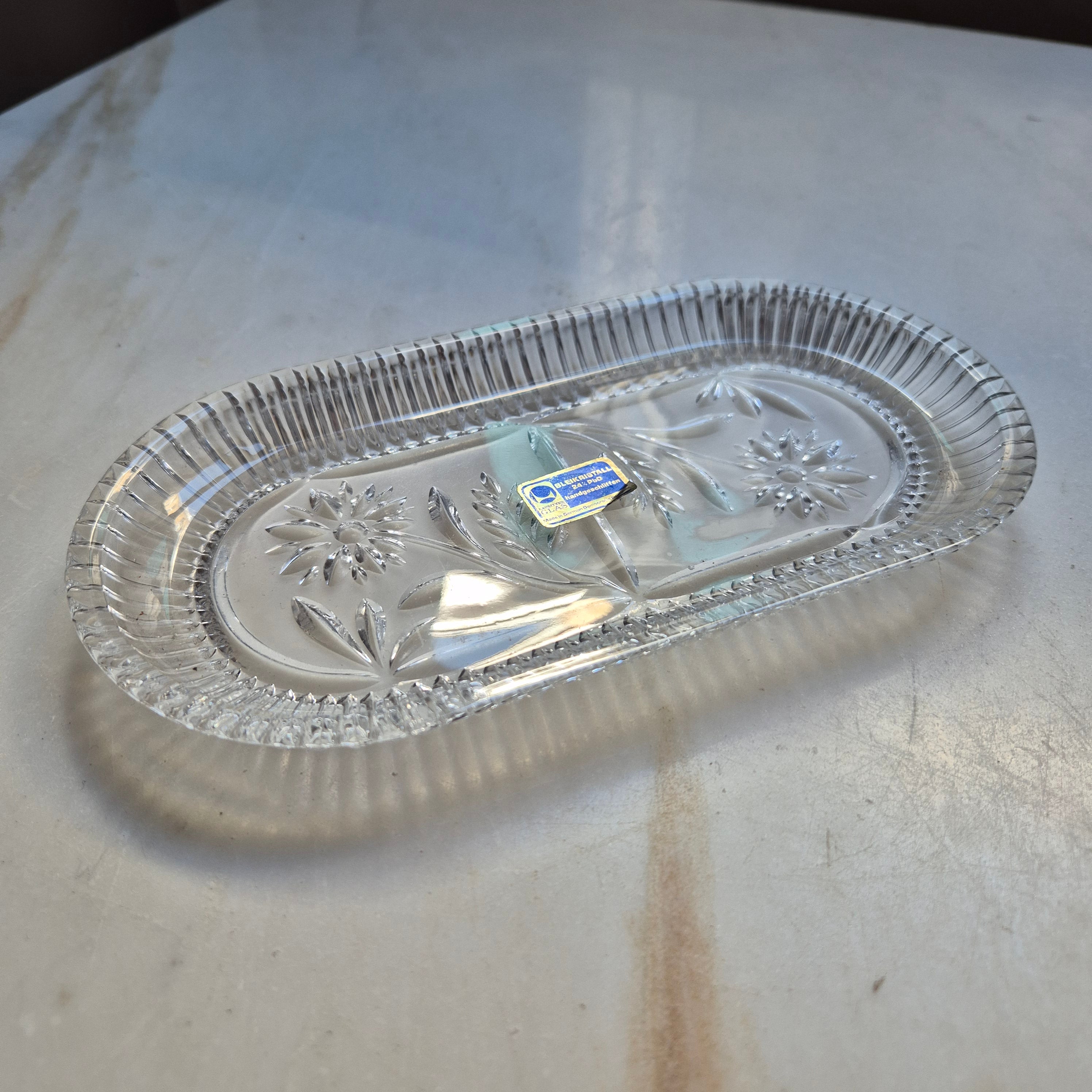Kleine Vintage DDR Bleikristall Servierplatte Tellerchen Oval