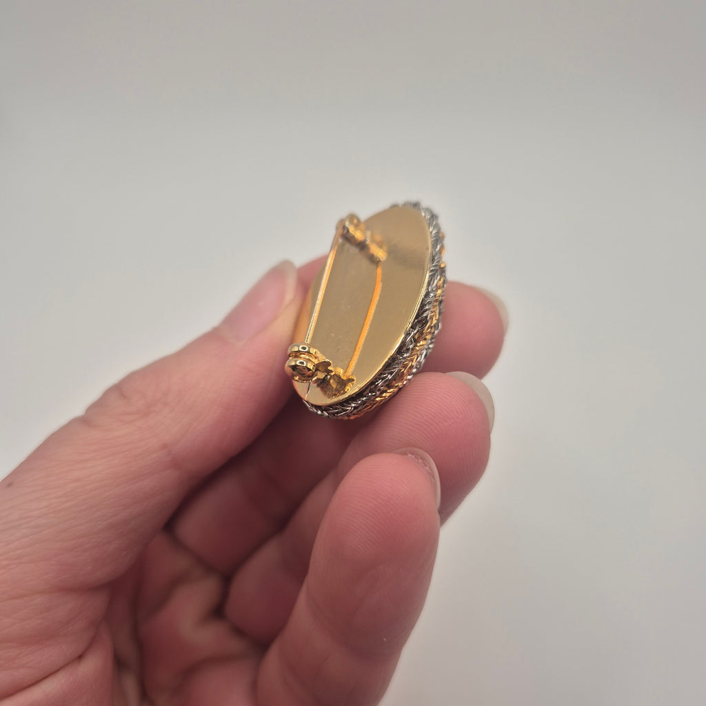 Vintage 80er Statement Brosche 2-Tone ✨