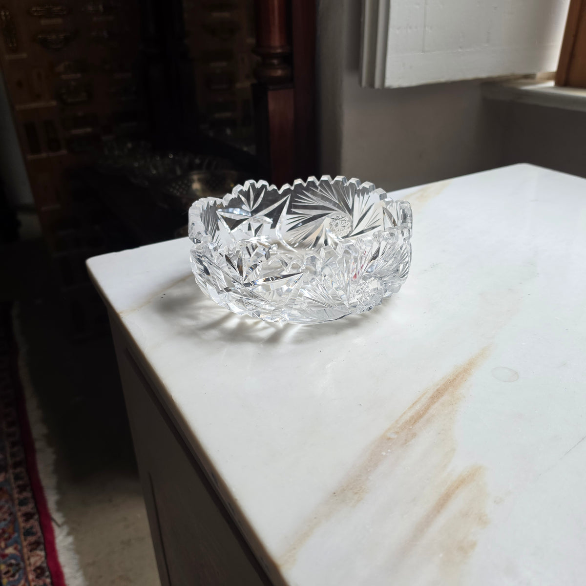 Elegante Bleikristall-Schale mit Facettenschliff – Vintage Kristallschale