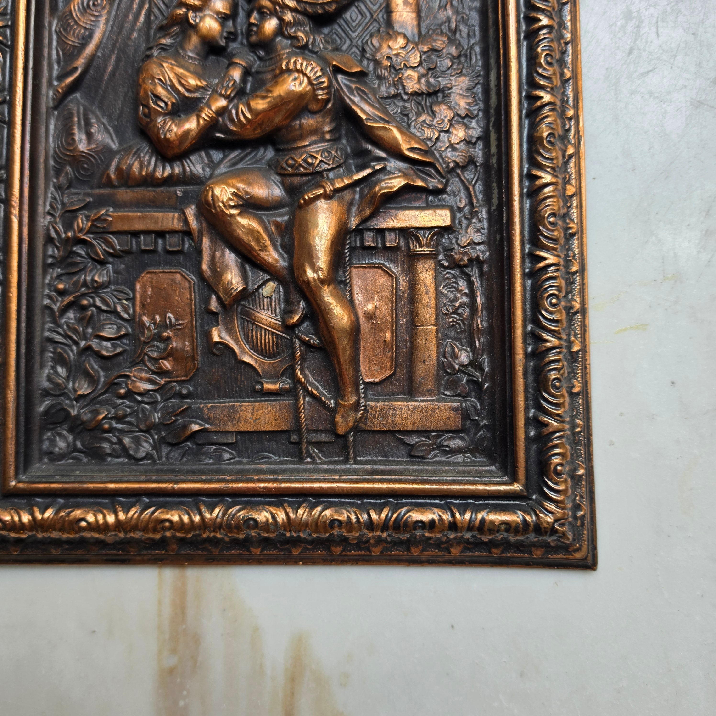 Altes Kupferbild „Romeo und Julia“, italienisch Wanddekortaion Balkonszene