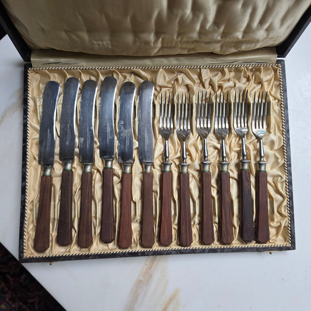 Antikes Dessert-Besteckset (12-teilig) von Rob. Berns Barmen – um 1900
