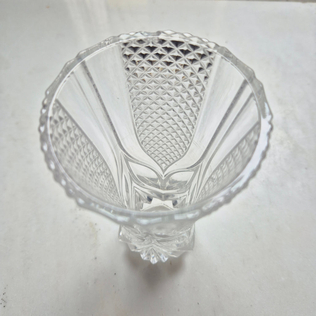 Wunderschöne Vintage Kristalloptik Glas Vase transparent
