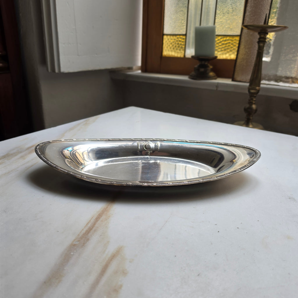 Vintage Servierschale „Sheffield Reproduction“ (Modell 164) – Versilberte Oval-Anrichteschale