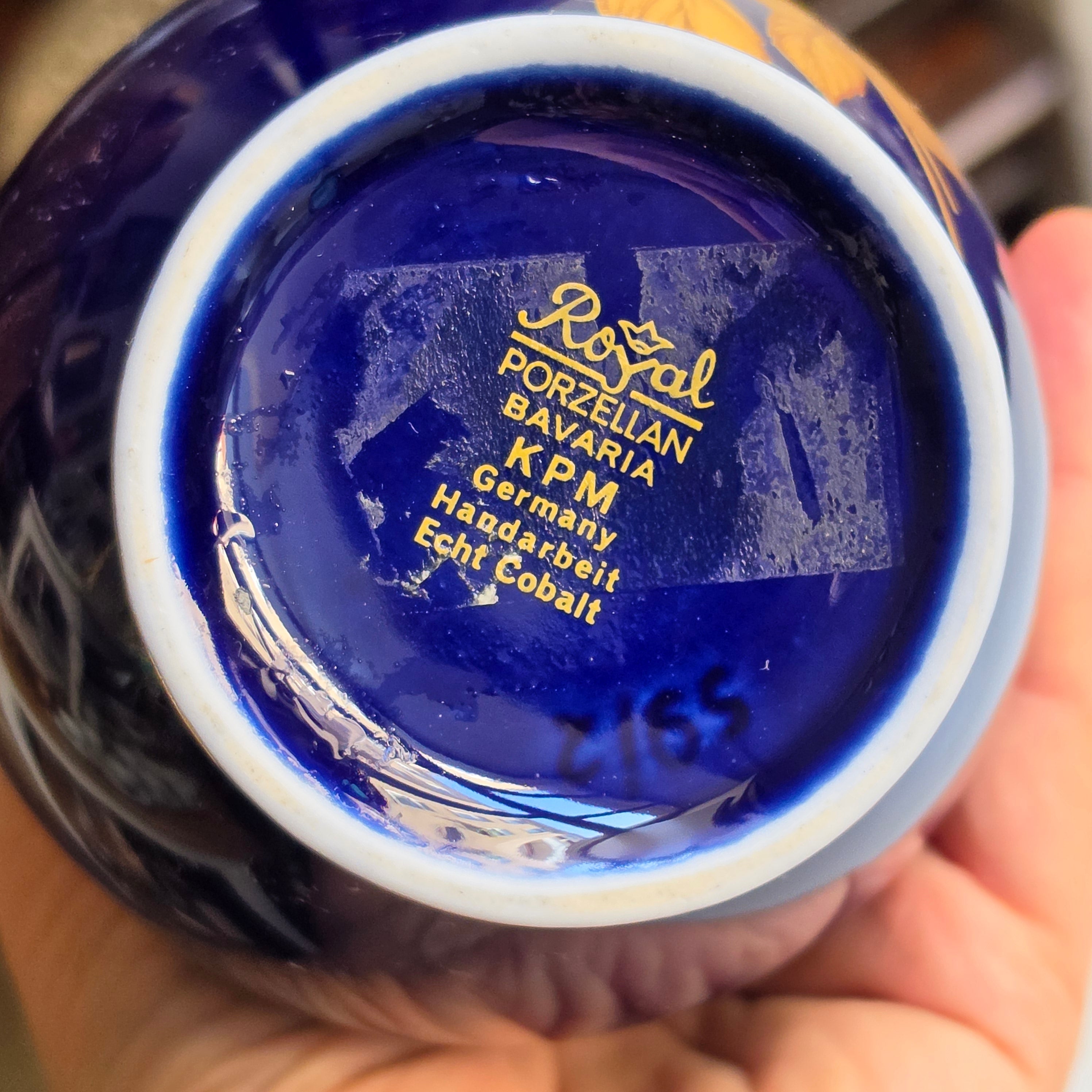 Vintage KPM Royal Porzellan Bavaria Vase – Echt Cobalt & Golddekor (Rose)