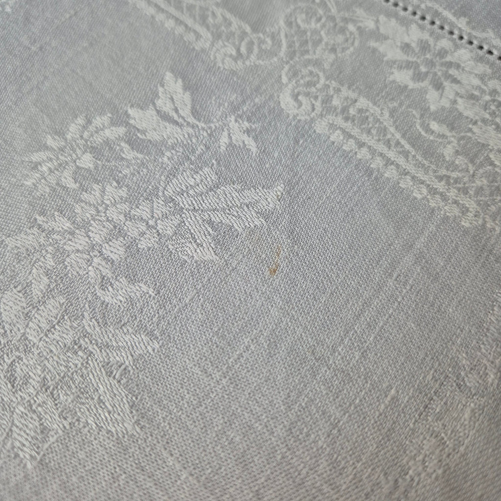 4x Antike Jugendstil Servietten mit Monogramm H.S Damast Baumwolle weiß 35x35cm