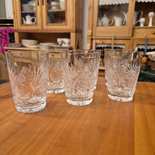 6x Vintage Kristall Whisky Gläser (1x mit minimalen Chip)