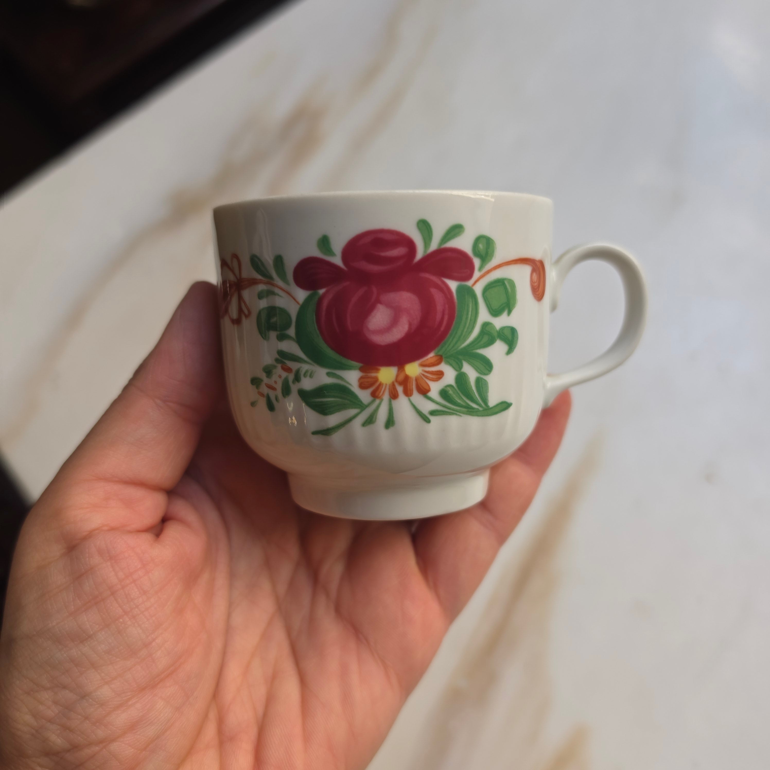 August Warnecke AW Ostfriesland Tasse Kaffee Tee Porzellan Rose