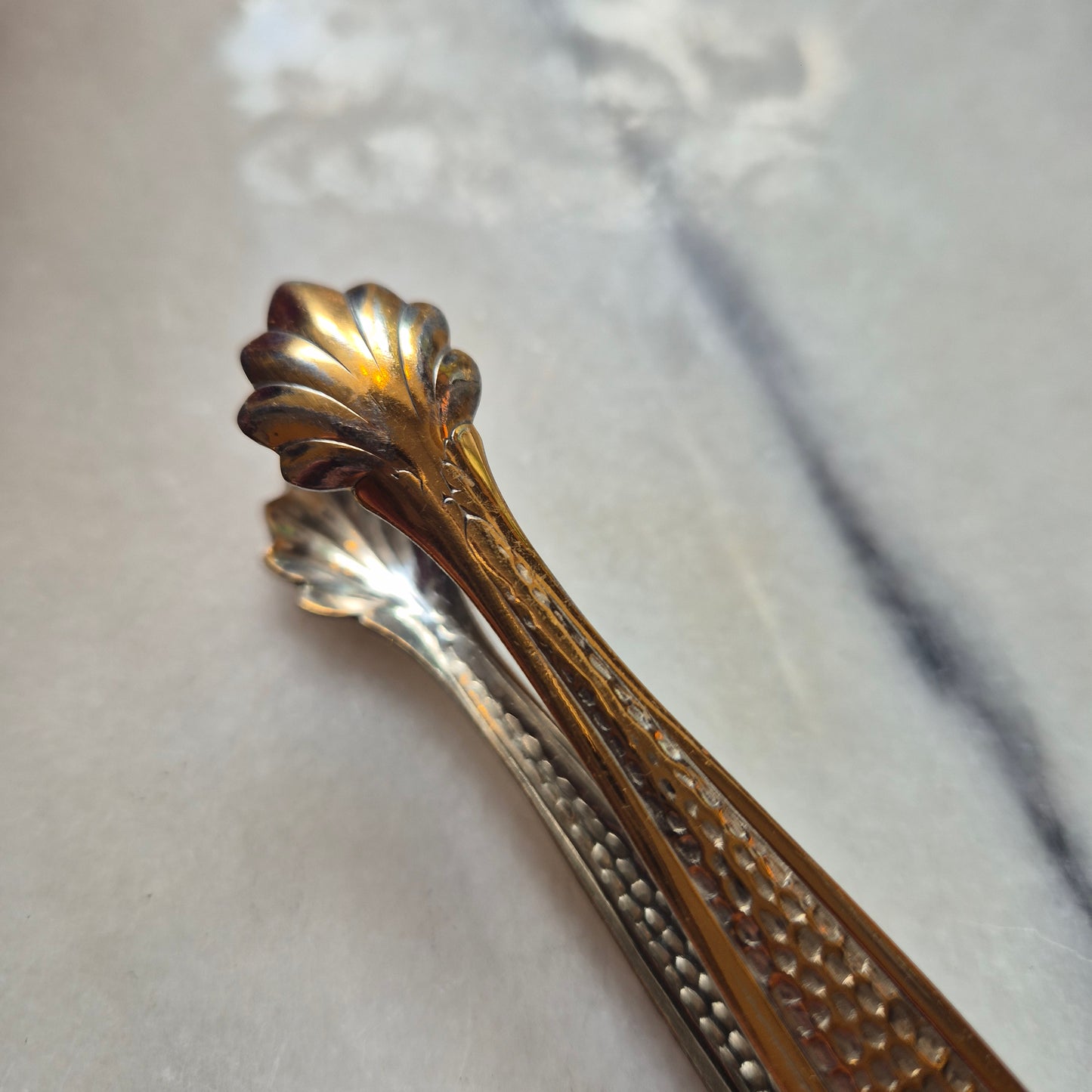 Antike Zuckerzange gold silber