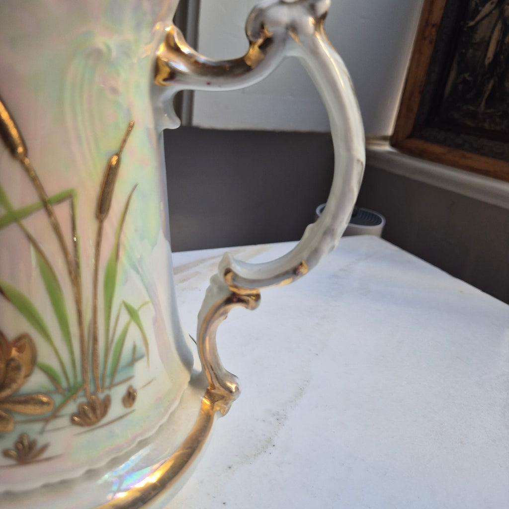 Antike alt böhmische Kaffeekanne handbemalt mit Goldakzenten C.T. Altwasser