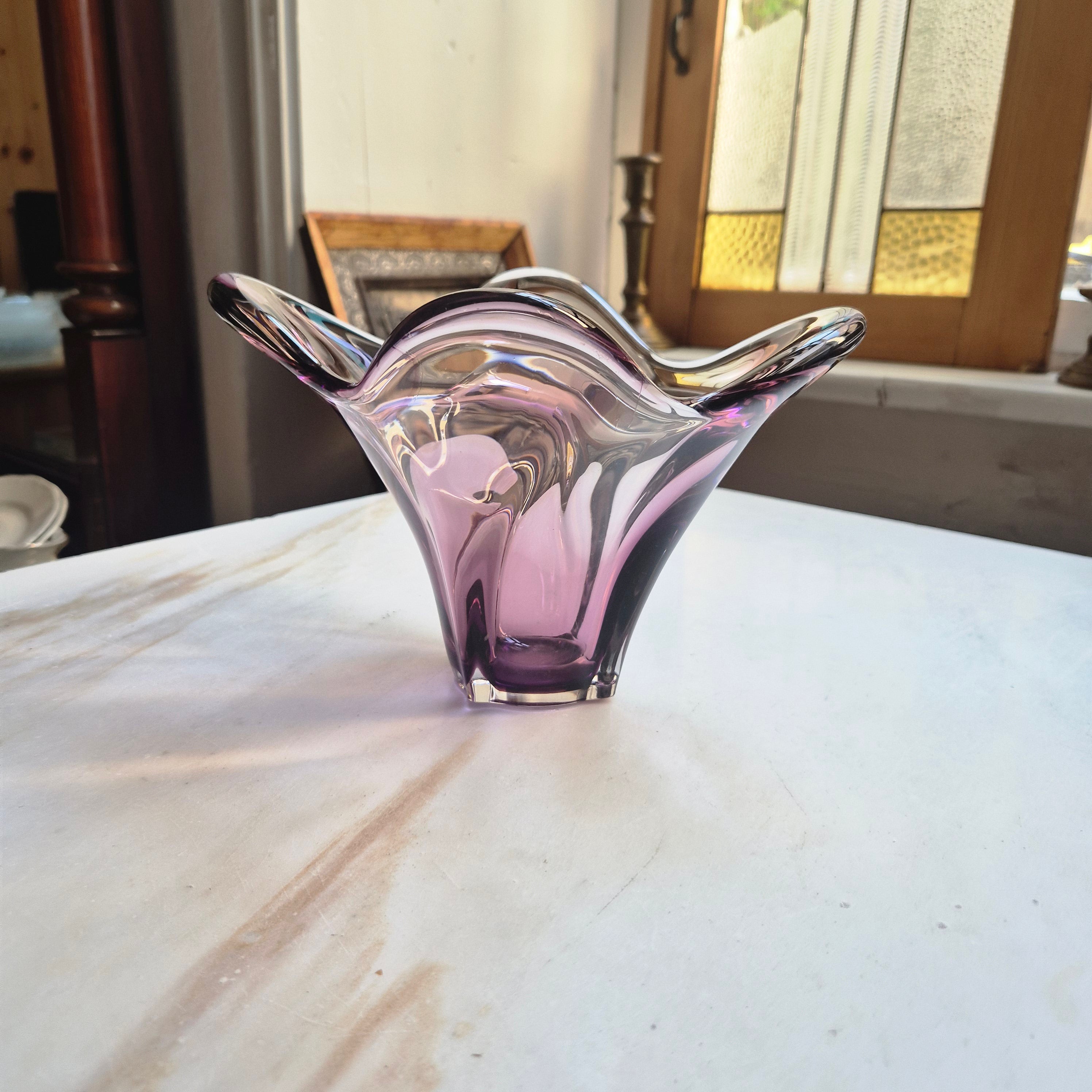 Vintage Glas Schale Bowle 70er Jahre Lila