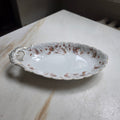 Antike Porzellan-Anbietschale mit floralem Dekor & Goldrand – Vintage Servierschale - Oval